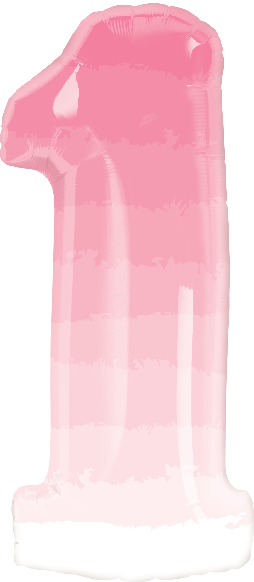 Folienballon Zahl 1 rosa  ombre - Folienballon 