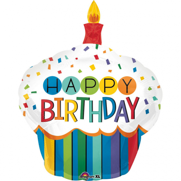 XXL - Rainbow Birthday Cupcake Happy Birthday - Folienballon
