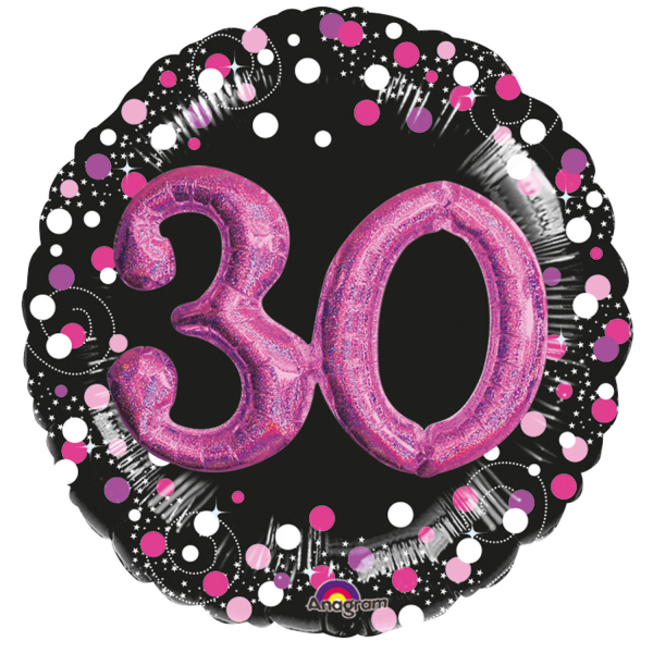3D Folienballon Zahl 30 Pink