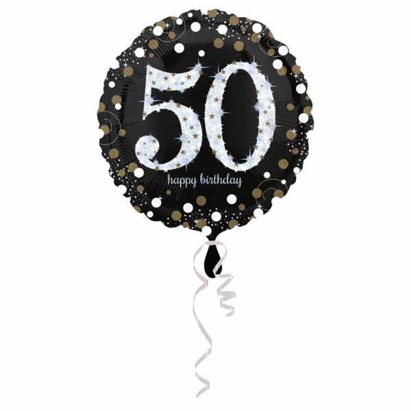 Sparkling Geburtstag SILBER Folienballon Zahl 50